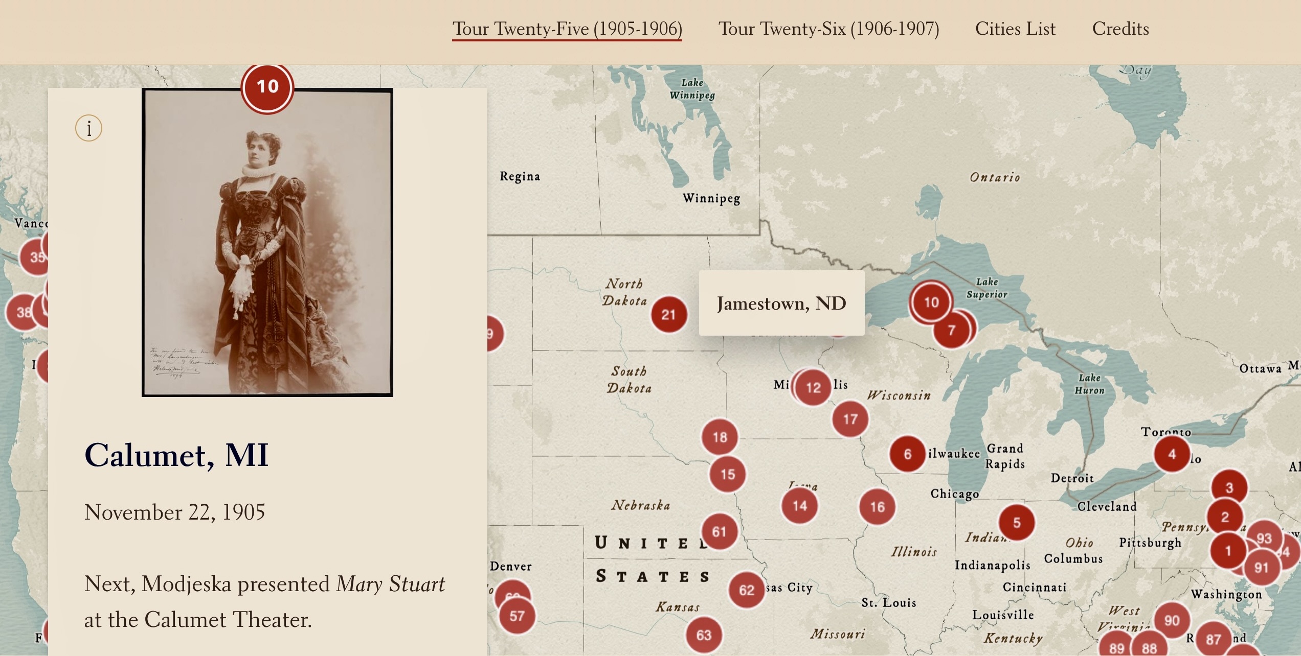 Helena Modrzejewska’s tours available on interactive maps